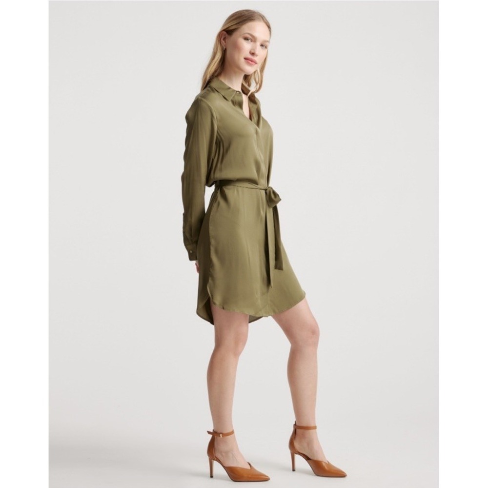 Quince Olive Long Sleeve Dress